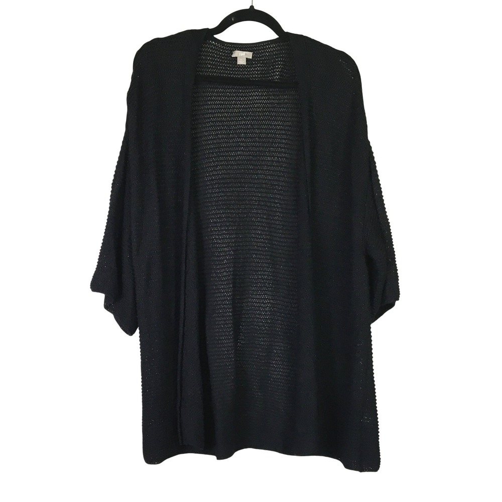 J. Jill Open Knit Kimono Sleeve Cardigan XL Black